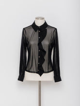 将图片加载到图库查看器,5255221C フリルデザイン チュールブラウス