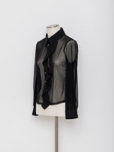 将图片加载到图库查看器,5255221C フリルデザイン チュールブラウス