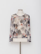 Load image into Gallery viewer, 5255224A Watercolor pattern round neck tulle pullover
