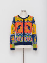 画像をギャラリービューアに読み込む, 5255105C バードジャカードニットカーディガン
